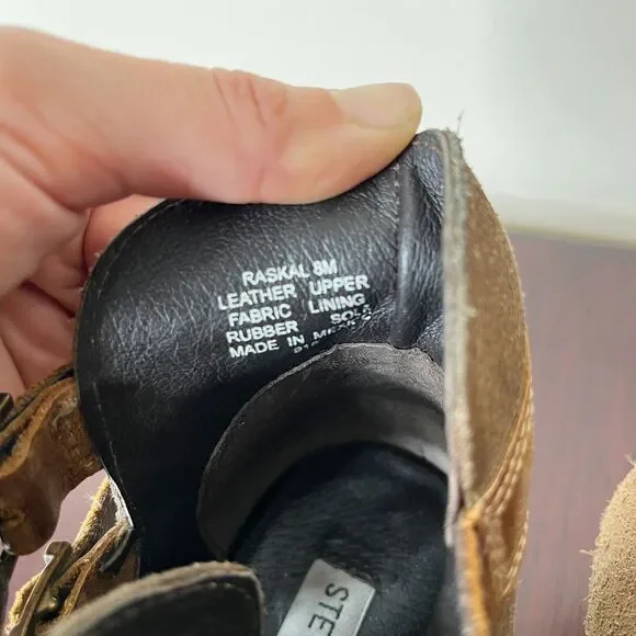 Steve Madden Raskal Suede Leather Ankle Booties Sz 8M Brown Cognac Western - Picture 8 of 11